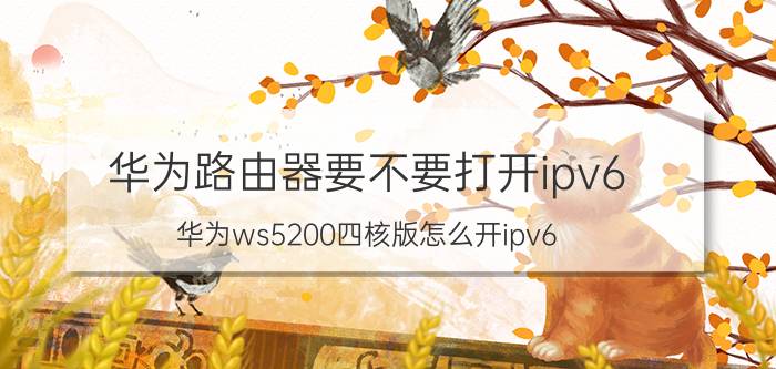 华为路由器要不要打开ipv6 华为ws5200四核版怎么开ipv6？